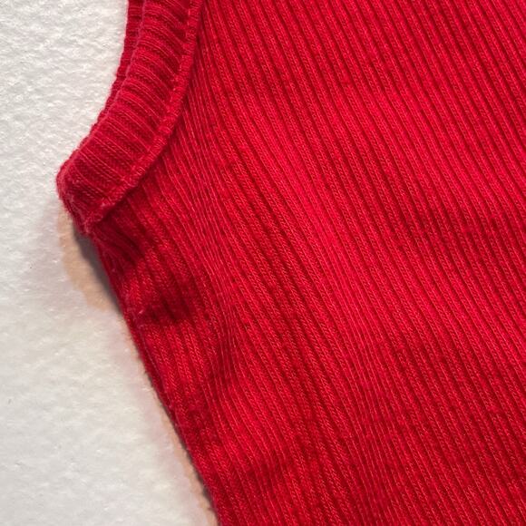 Vintage 80's Red Ribbed Tank Top / Sz M / Sleeveless / Normandee Rose / Minimal - Picture 9 of 9